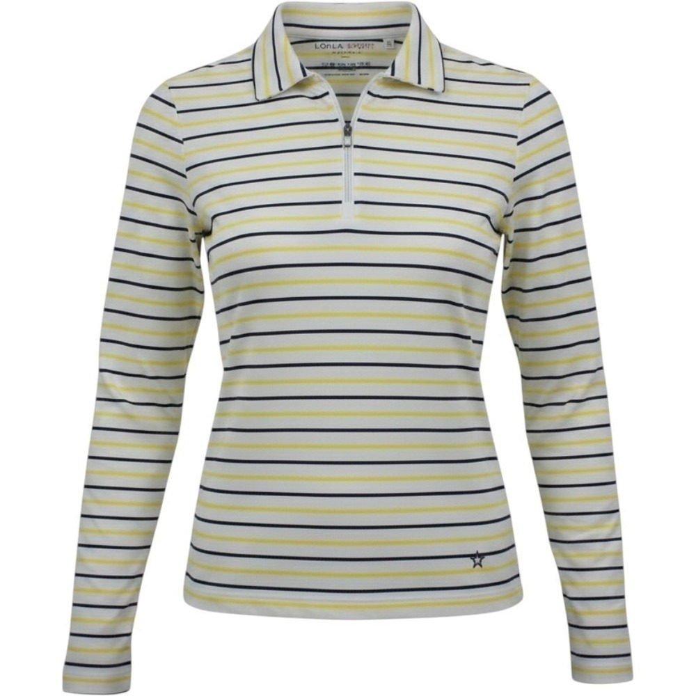LOHLA SPORT Emma Striped Top Lemon XXL LJL1001 Long Sleeve Quarter Zip Polo NWT